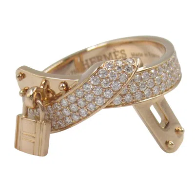 Pre-owned Hermes Clear Pink Gold (18k) Band Ring () In Transparent