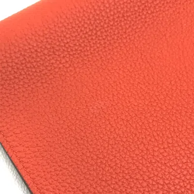 Pre-owned Hermes Dogon Duo Orange Red Togo Leather Long Wallet (bi-fold) ()