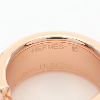 Pre-owned Hermes Gold Brown Etoupe Gray Gold Plating Leather Band Ring ()