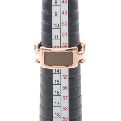 Pre-owned Hermes Gold Brown Etoupe Gray Gold Plating Leather Band Ring ()