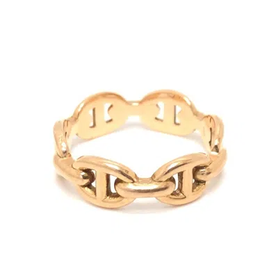 Pre-owned Hermes Gold Pink Gold (18k) Band Ring ()