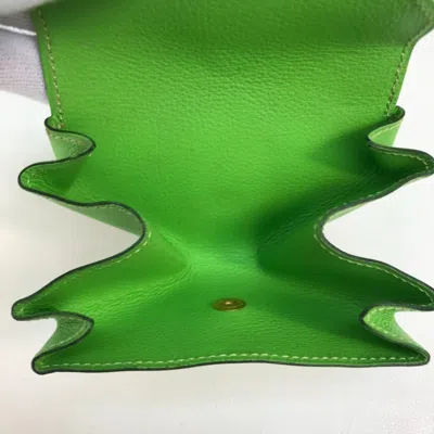 Pre-owned Hermes Le 24 Apple Green Light Green Swift Leather Coin Purse/coin Case ()