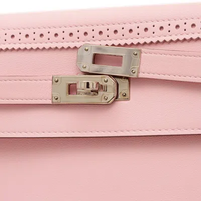 Pre-owned Hermes Rose Sakura Swift Leather Chevre Leather Long Wallet (bi-fold) () In Pink