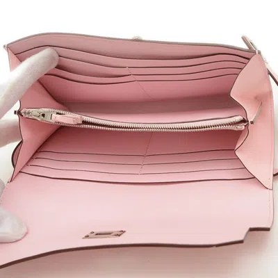 Pre-owned Hermes Rose Sakura Swift Leather Chevre Leather Long Wallet (bi-fold) () In Pink