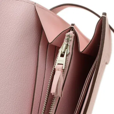 Pre-owned Hermes Rose Sakura Swift Leather Chevre Leather Long Wallet (bi-fold) () In Pink