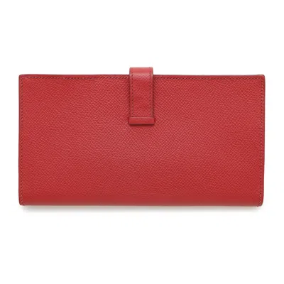 Pre-owned Hermes Rouge Casaque Epsom Leather Coin Purse/coin Case () In Red