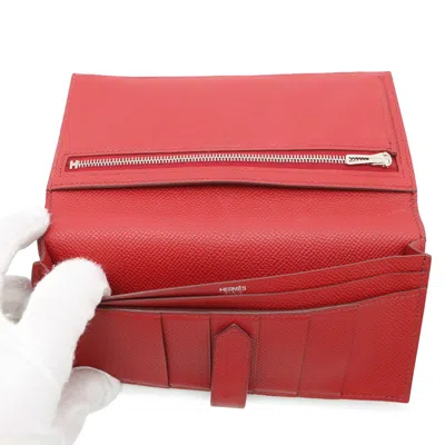 Pre-owned Hermes Rouge Casaque Epsom Leather Coin Purse/coin Case () In Red