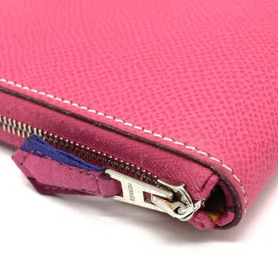 Pre-owned Hermes Silk'in Pink Epsom Leather Long Wallet (bi-fold) ()
