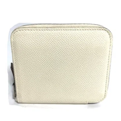 Pre-owned Hermes Silk'in White Epsom Leather Coin Purse/coin Case ()