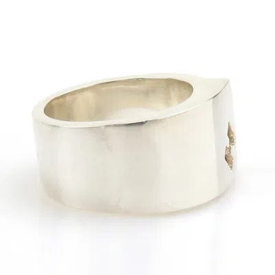 Pre-owned Hermes Silver Orange Silver 925 Band Ring ()
