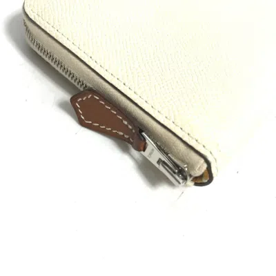 Pre-owned Hermes Silk'in White Epsom Leather Coin Purse/coin Case ()