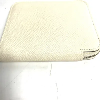 Pre-owned Hermes Silk'in White Epsom Leather Coin Purse/coin Case ()