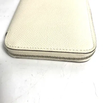 Pre-owned Hermes Silk'in White Epsom Leather Coin Purse/coin Case ()
