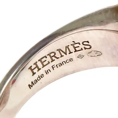 Pre-owned Hermes Silver Pink Gold Band Ring ()