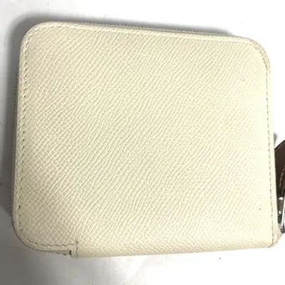 Pre-owned Hermes Silk'in White Epsom Leather Coin Purse/coin Case ()