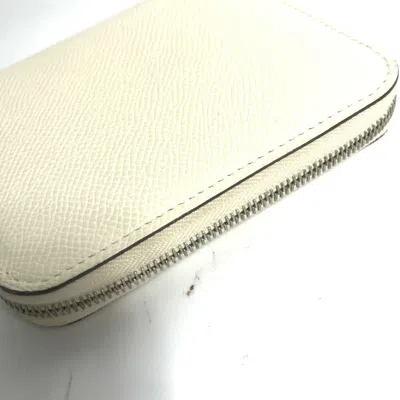 Pre-owned Hermes Silk'in White Epsom Leather Coin Purse/coin Case ()