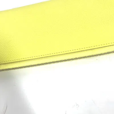 Pre-owned Hermes Silk'in Yellow Epsom Leather Long Wallet (bi-fold) ()