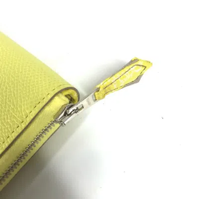 Pre-owned Hermes Silk'in Yellow Epsom Leather Long Wallet (bi-fold) ()