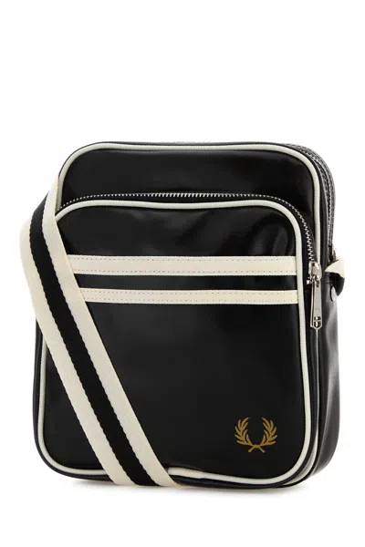 Fred Perry Black Canvas Crossbody Bag In Brown