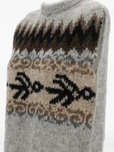 Thibault Van Der Straete Patterned-jacquard Crew-neck Vest In Gray
