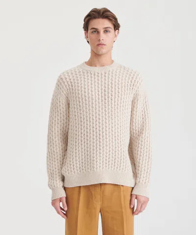 Naadam Cashmino Honeycomb Crewneck Sweater In Brown
