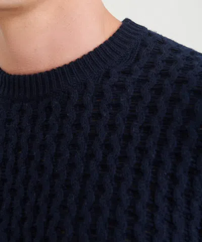 Naadam Cashmino Honeycomb Crewneck Sweater In Blue