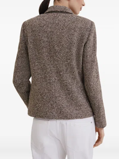 Brunello Cucinelli Virgin Wool And Silk Melange Diagonal Double-breasted Blazer In Brown