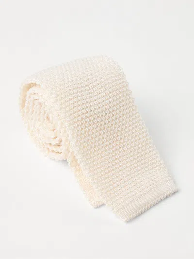 Brunello Cucinelli White Silk Ties In Neutral