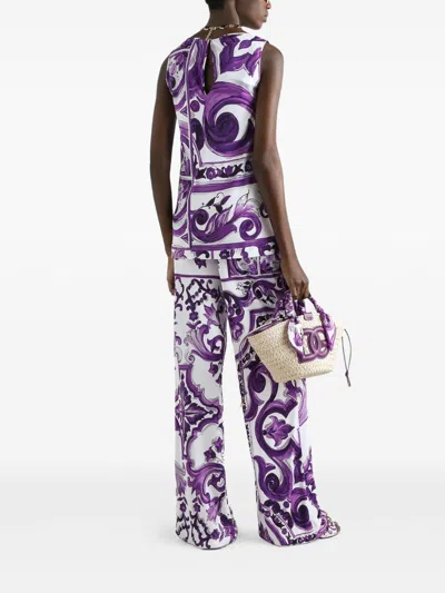 Dolce & Gabbana Women Maiolica Print Tank Top In Purple