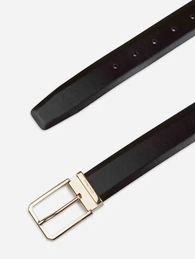Santoni Adjustable Leather Belt In Black