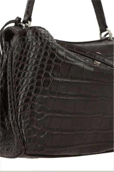 Balenciaga Brown Leather Mini Rodeo Handbag In Pink