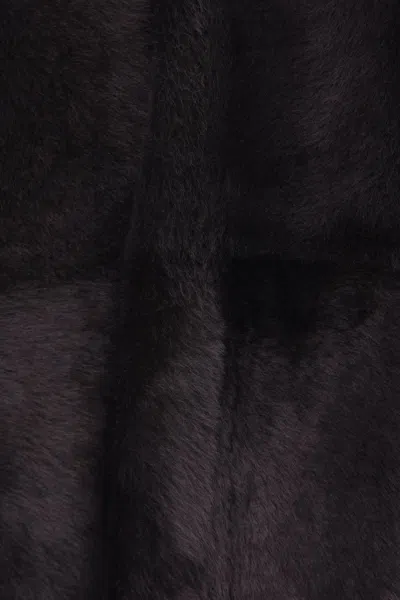 Brunello Cucinelli Grey Shearling Jacket With Two Front Welt Pockets With Zip In Black