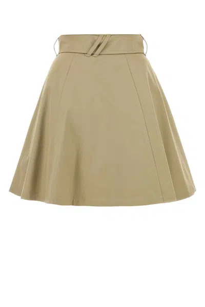 Burberry Women Beige Twill Skirt In Brown