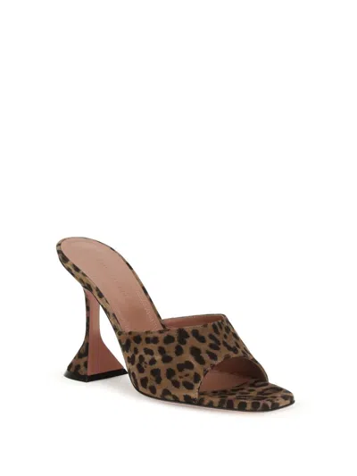 Amina Muaddi Brown Pumps With Distinctive Heel And Modern Silhouette In Multi