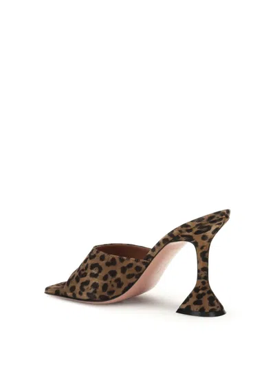 Amina Muaddi Brown Pumps With Distinctive Heel And Modern Silhouette In Multi