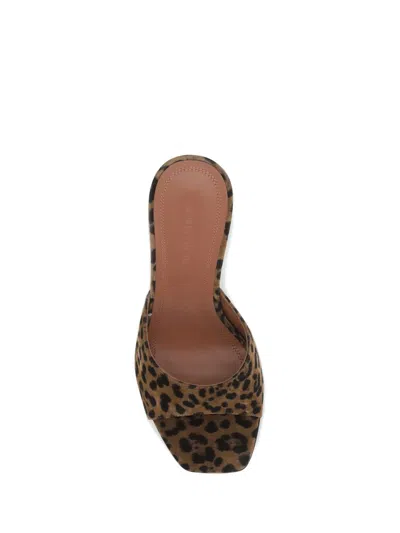 Amina Muaddi Brown Pumps With Distinctive Heel And Modern Silhouette In Multi