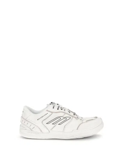 Balenciaga Women Hamptons Worn-out Leather Low-top Sneakers In Neutral