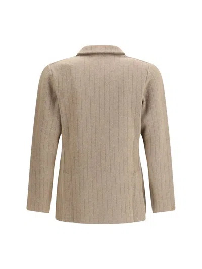 Lardini Double-breasted Knit Jacket In Brown