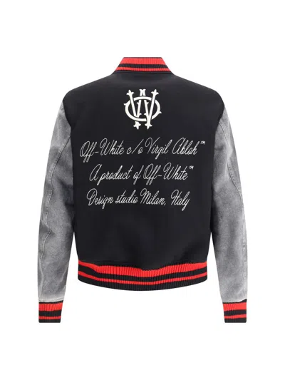 Off-white Stylish Short Jacket Featuring Contrast Sleeves In Black