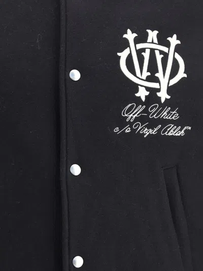 Off-white Stylish Short Jacket Featuring Contrast Sleeves In Black