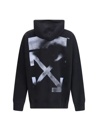 Off-white Hooded Sweatshirt Featuring Graphic Print In Black