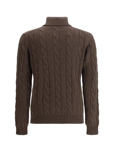 Aragona Cashmere Braided Turtleneck Knitwear In Brown