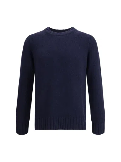 Aragona Cashmere Interlaced Crewneck Knitwear In Blue