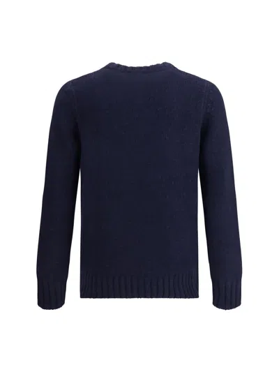 Aragona Cashmere Interlaced Crewneck Knitwear In Blue