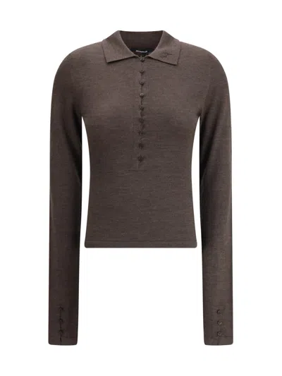 Jacquemus Women Merino Wool Polo Shirt In Brown