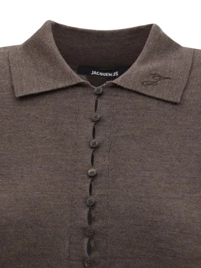 Jacquemus Women Merino Wool Polo Shirt In Brown