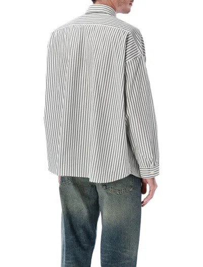 Sunflower Vertical Striped Charcoal Shirt With Classic Collar And Buttoned Cuffs In Neutral