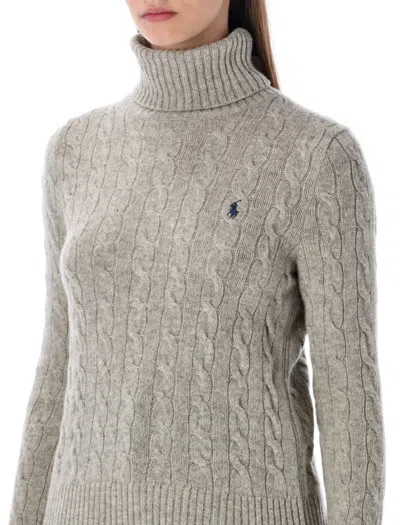 Polo Ralph Lauren Wool And Cashmere Cable-knit Turtleneck In Neutral