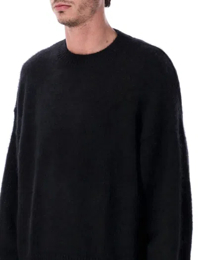 Studio Nicholson Wynn Black Superkid Mohair Crewneck Sweater In Black