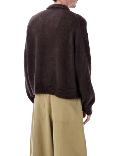 Studio Nicholson Classic Knit Sweater In Rich Brown Hue In Brown